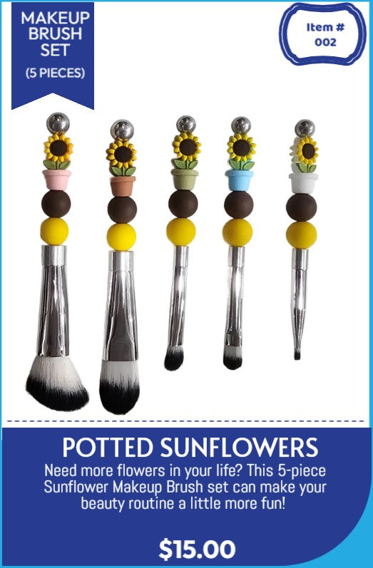 POTTED SUNFLOWERS MAKEUP BRUSH SET